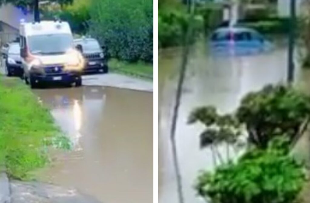 Ambulanza non può soccorrere strada allagata