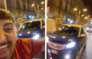 Esulta per il gol del Napoli e blocca il traffico