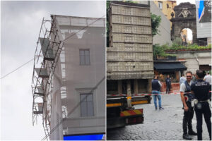 Si stacca ponteggio in via Chiaia