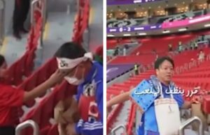 Tifosi giapponesi raccolgono spazzatura