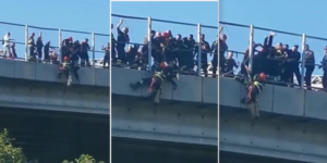 video salvataggio uomo ponte pianura