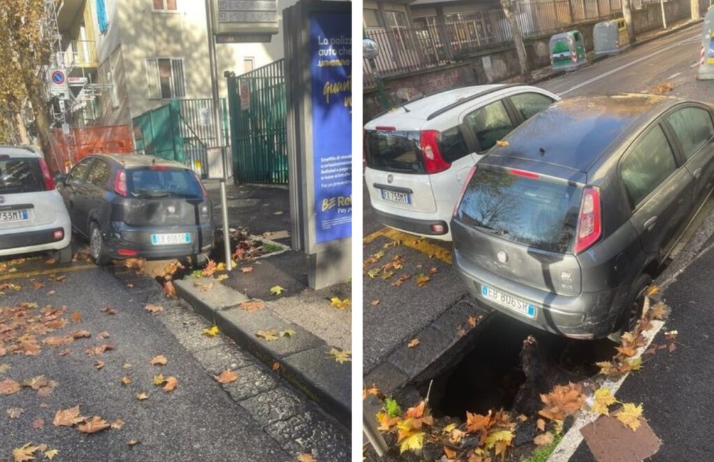 Auto inghiottita voragine