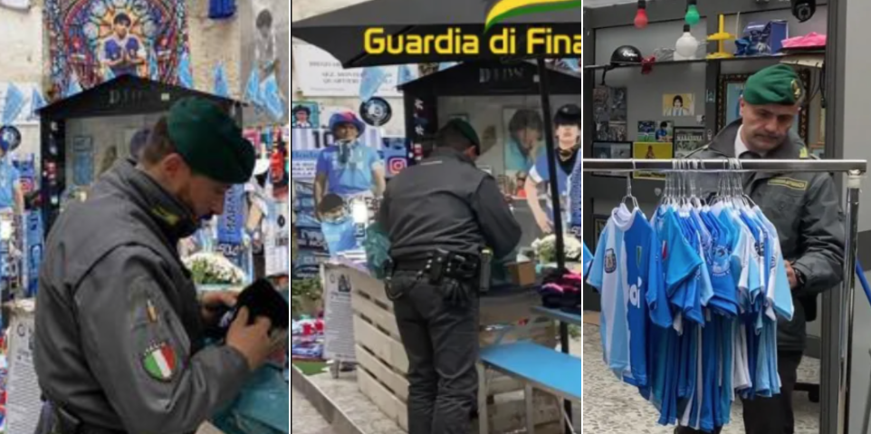 Blitz della finanza al murale di Maradona ai Quartieri Spagnoli