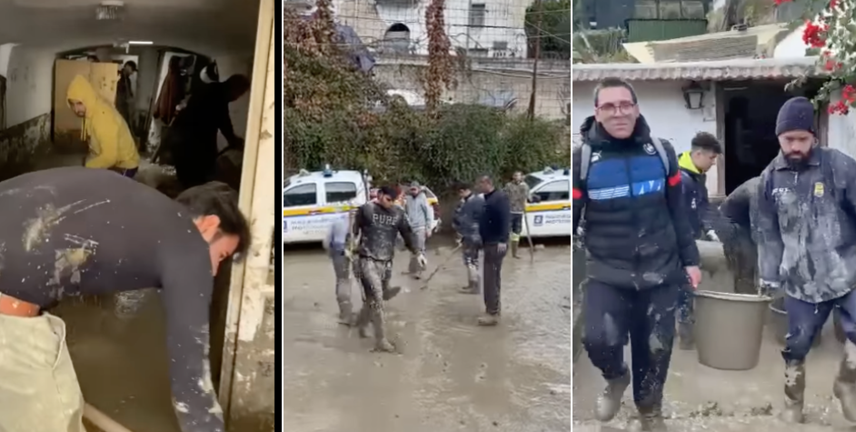 Studenti spalano il fango a Ischia