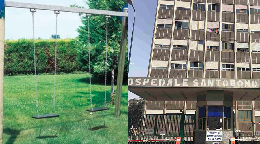 bambino cade giostrine macerata campania