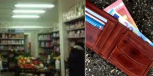 portafogli per terra