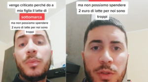 Papà su Tik Tok criticato per latte "sottomarca" alla figlia: "Non possiamo spendere 2 euro"