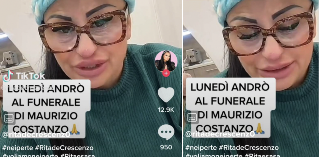 Rita De Crescenzo al funerale di Maurizio Costanzo