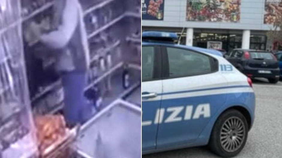 Ruba champagne e investe i dipendenti del market