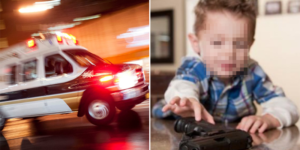 bambino di 3 anni si spara