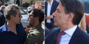 Giuseppe Conte colpito al volto da un no vax