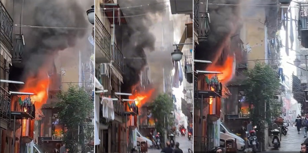 Incendio ed evacuazione ai Quartieri Spagnoli
