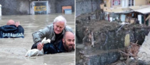 Lo striscione a Ischia per l'alluvione in Emilia Romagna