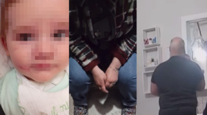 papà picchia figlio che piange